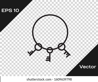 Black line Old keys icon isolated on transparent background.  Vector Illustration