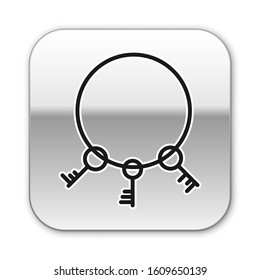 Black line Old keys icon isolated on white background. Silver square button. Vector Illustration