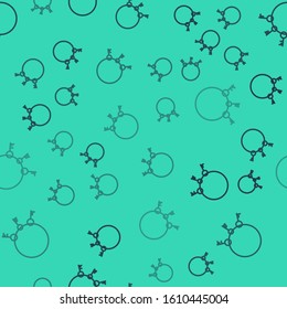Black line Old keys icon isolated seamless pattern on green background.  Vector Illustration