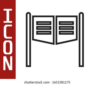 Black line Old western swinging saloon door icon isolated on white background.  Vector Illustration