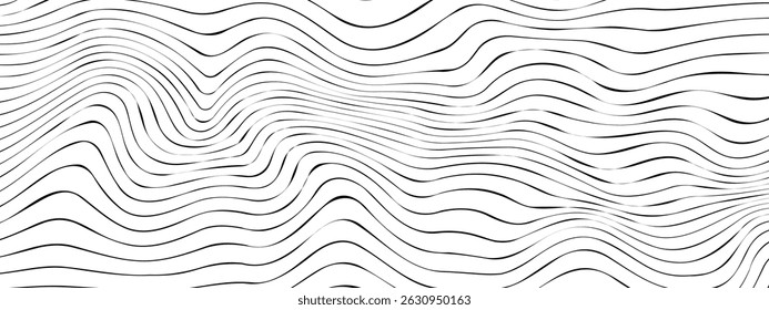 Black line on white background vector pattern abstract swirl background. Wave vector texture.