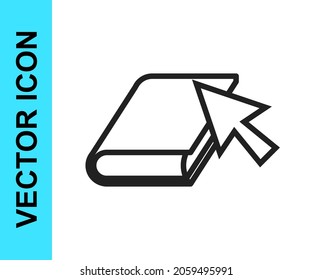 Black line Online book icon isolated on white background. Internet education concept, e-learning resources, distant online courses.  Vector