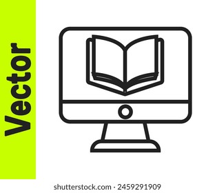 Black line Online class icon isolated on white background. Online education concept.  Vector