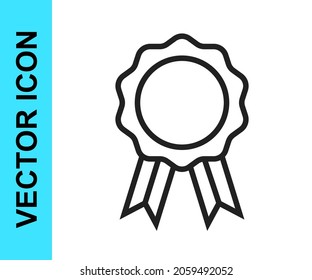 Black line Online education with diploma icon isolated on white background. Diploma online at home. Webinar and video seminar learning.  Vector
