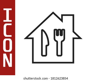 Black line Online ordering and fast food delivery icon isolated on white background.  Vector