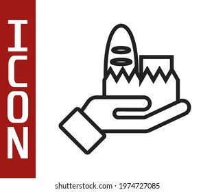 Black line Online ordering and fast food delivery icon isolated on white background.  Vector Illustration