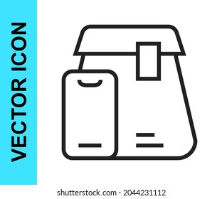 Black line Online ordering and fast food delivery icon isolated on white background.  Vector