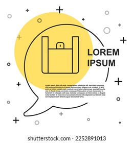 Schwarze Linie Online-Bestellung und Fastfood-Lieferung Symbol einzeln auf weißem Hintergrund. Zufällige dynamische Formen. Vektorgrafik