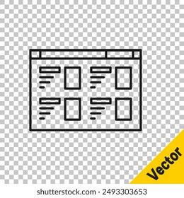 Black line Online play video icon isolated on transparent background. Film strip with play sign.  Vector Illustration