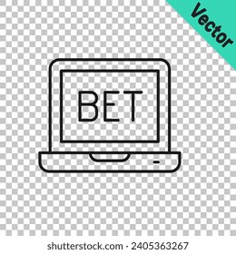 Black line Online sports betting icon isolated on transparent background. Sport bet bookmaker. Betting online make money.  Vector