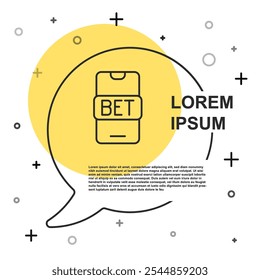 Black line Online sports betting icon isolated on white background. Sport bet bookmaker. Betting online make money. Random dynamic shapes. Vector
