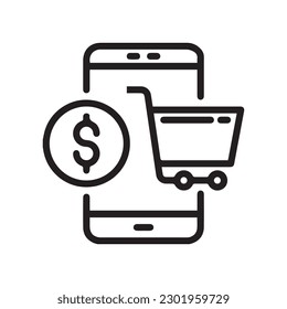 Black line online store ecommerce icon design