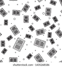 Black line Open book icon isolated seamless pattern on white background.  Vector Illustration