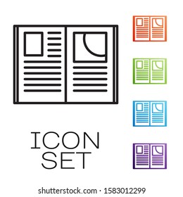 Black line Open book icon isolated on white background. Set icons colorful. Vector Illustration