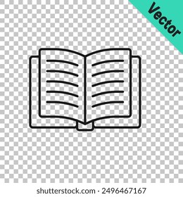 Black line Open book icon isolated on transparent background.  Vector
