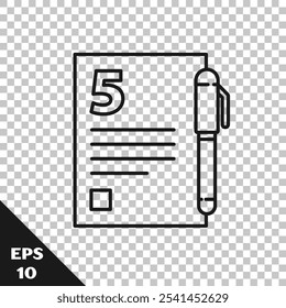 Línea negra Icono de libro abierto aislado sobre fondo transparente.  Ilustración vectorial