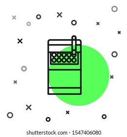 Black line Open cigarettes pack box icon isolated on white background. Cigarettes pack.  Vector Illustration