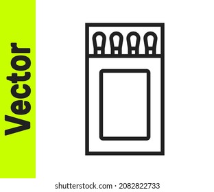 Black line Open matchbox and matches icon isolated on white background.  Vector