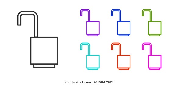 Black line Open padlock icon isolated on white background. Opened lock sign. Cyber security concept. Digital data protection. Set icons colorful. Vector Illustration