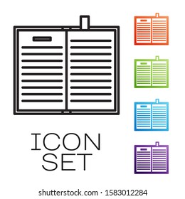 Black line Open science book icon isolated on white background. Set icons colorful. Vector Illustration