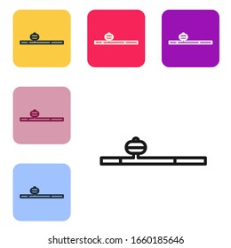 Icono de tubería de opio de línea negra aislado en fondo blanco. Establecer iconos en botones cuadrados de color. Ilustración vectorial