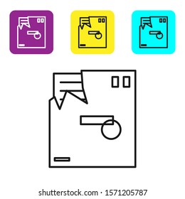 Black line Ordered envelope icon isolated on white background. Email message letter symbol. Set icons colorful square buttons. Vector Illustration