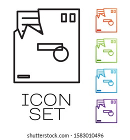 Black line Ordered envelope icon isolated on white background. Email message letter symbol. Set icons colorful. Vector Illustration