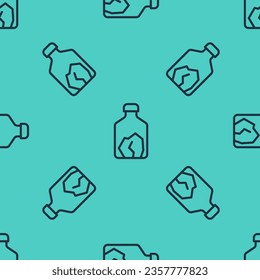 Black line Ore mining icon isolated seamless pattern on green background.  Vector