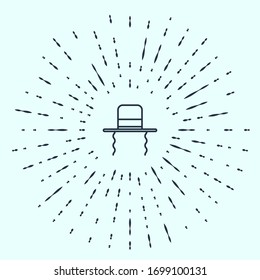 Black line Orthodox jewish hat with sidelocks icon isolated on grey background. Jewish men in the traditional clothing. Judaism symbols. Abstract circle random dots. Vector Illustration