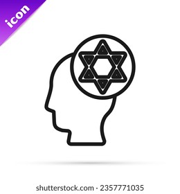 Black line Orthodox jewish hat icon isolated on white background. Jewish men in the traditional clothing. Judaism symbols.  Vector