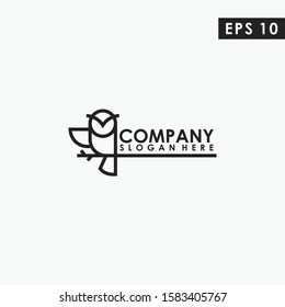 Black Line Owl Logo Design Vector Template. Modern Design. Vector Illustration