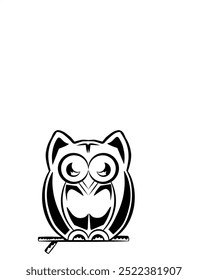 Black Line Owl Vector Icon