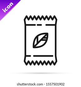 Black line A pack full of seeds of a specific plant icon isolated on white background.  Vector Illustration