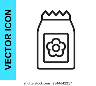Black line Pack full of seeds of a specific plant icon isolated on white background.  Vector