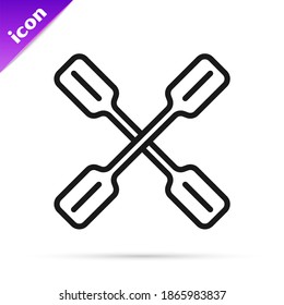 Black line Paddle icon isolated on white background. Paddle boat oars.  Vector