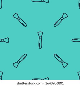 Icono de pincel de línea negra aislado con un patrón transparente en fondo verde.  Ilustración vectorial