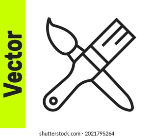 Black line Paint brush icon isolated on white background.  Vector