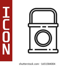 Black line Paint bucket icon isolated on white background.  Vector Illustration