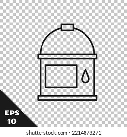 Black line Paint bucket icon isolated on transparent background.  Vector Illustration