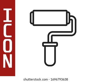 Icono de pincel de rodillo negro aislado en fondo blanco. Ilustración vectorial