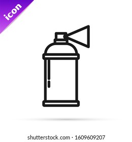 Black line Paint spray can icon isolated on white background.  Vector Illustration