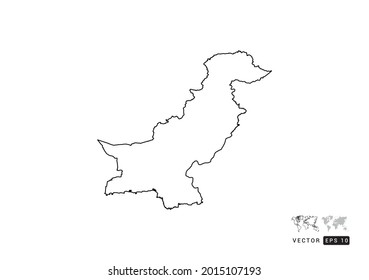 Mapa de la línea negra de Pakistán vector sobre fondo blanco.