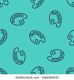 Black line Palette icon isolated seamless pattern on green background.  Vector Illustration