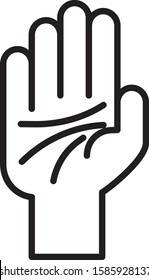 Black line Palmistry of the hand icon isolated on white background.  Vector Illustration