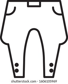 Black line Pants icon isolated on white background.  Vector Illustration