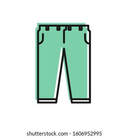 Black line Pants icon isolated on white background.  Vector Illustration