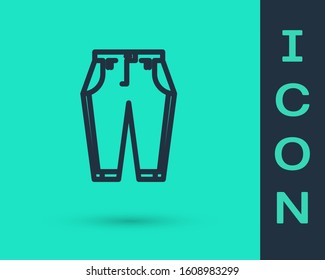 Black line Pants icon isolated on green background.  Vector Illustration