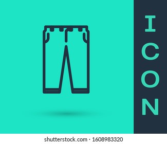 Black line Pants icon isolated on green background.  Vector Illustration