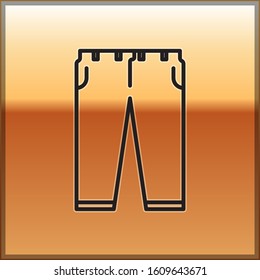 Black line Pants icon isolated on gold background.  Vector Illustration