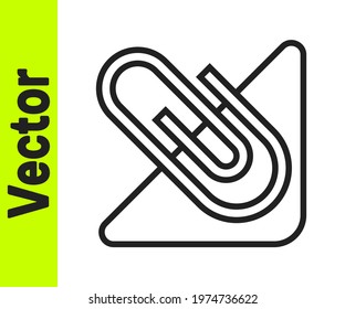 Black line Paper clip icon isolated on white background.  Vector